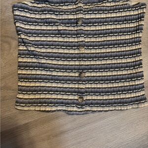 American Eagle Outfitters Striped Button-Up Top - Blue and Cream